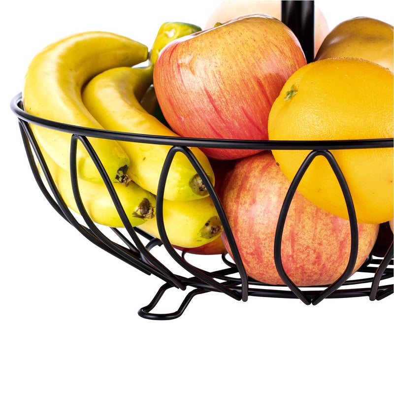 Rice rat Fruit Stand Vegetables Basket Counter Top Fruit Basket Bowl Storage for Kitchen Home Metal Cast Iron (2 Tier-Black) - Image 5